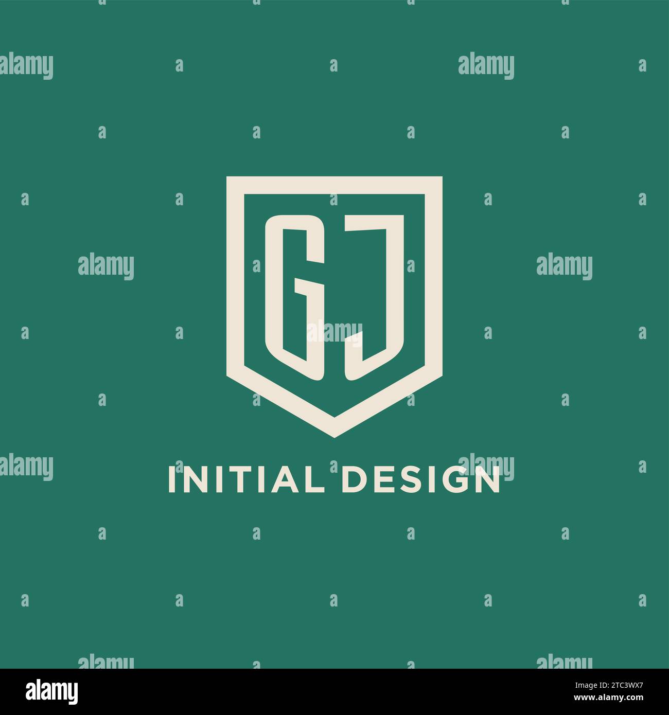 GJ initial logo monogram shield geometric shape design vector graphic Stock Vector