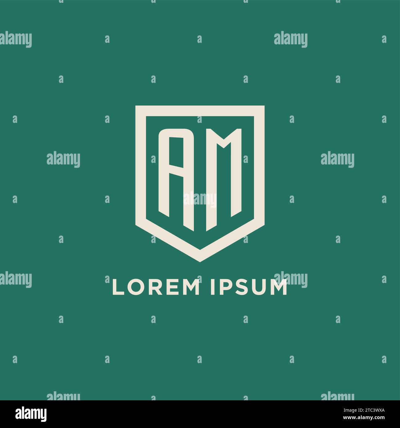AM initial logo monogram shield geometric shape design vector graphic Stock Vector