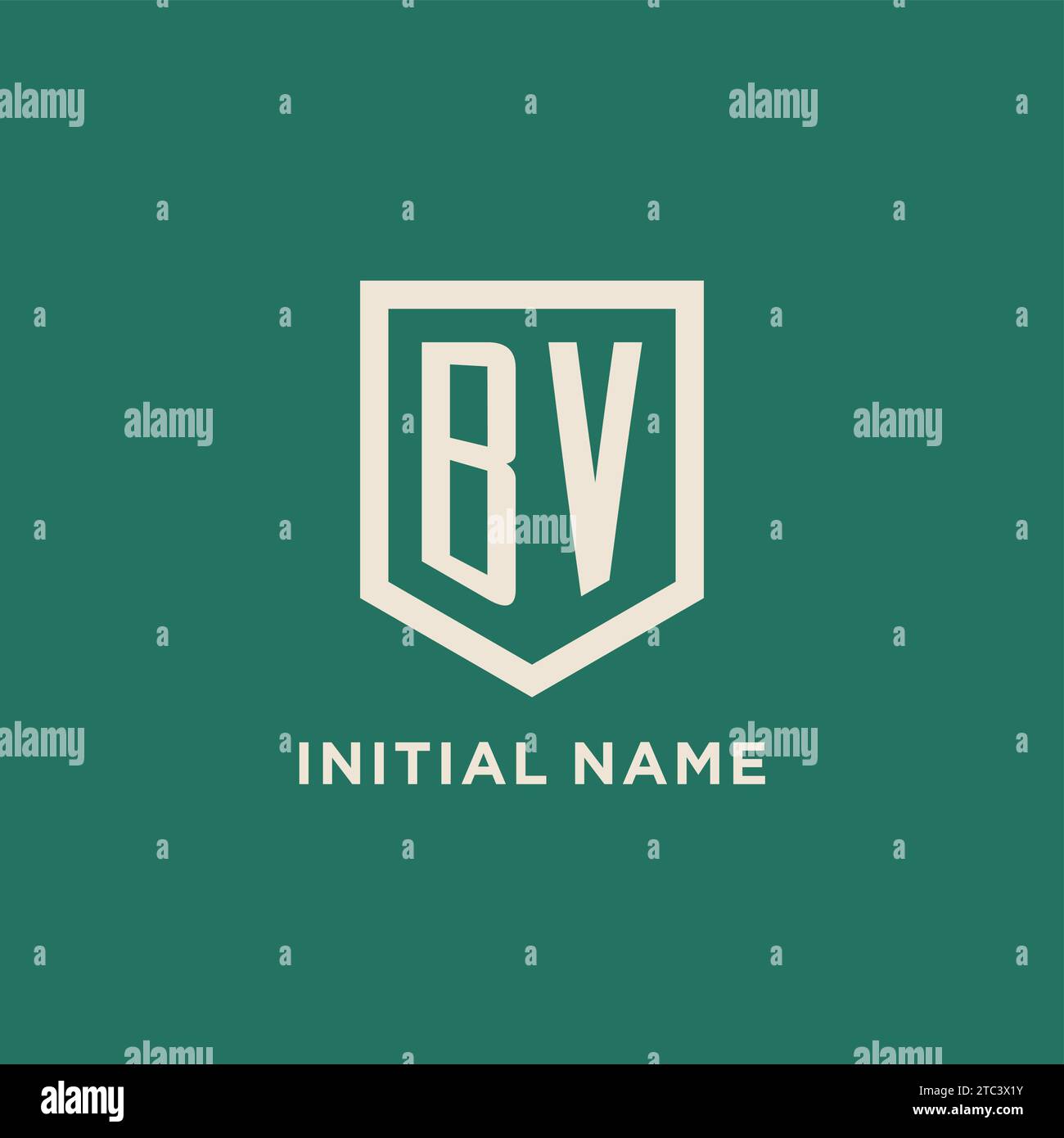 BV initial logo monogram shield geometric shape design vector graphic Stock Vector