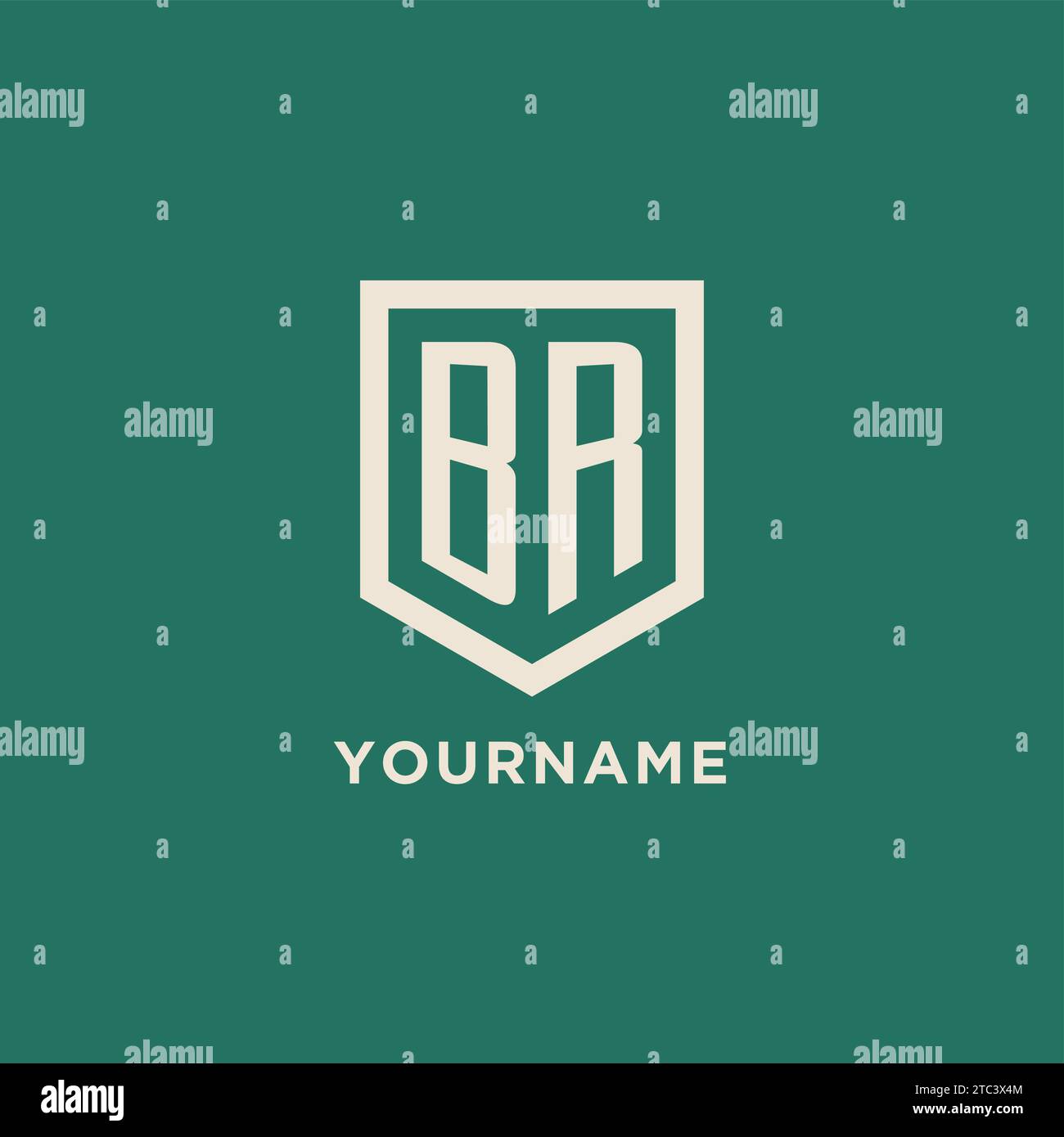 BR initial logo monogram shield geometric shape design vector graphic Stock Vector