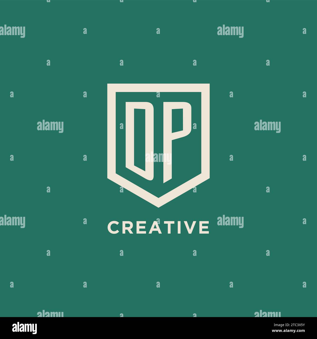 DP initial logo monogram shield geometric shape design vector graphic Stock Vector