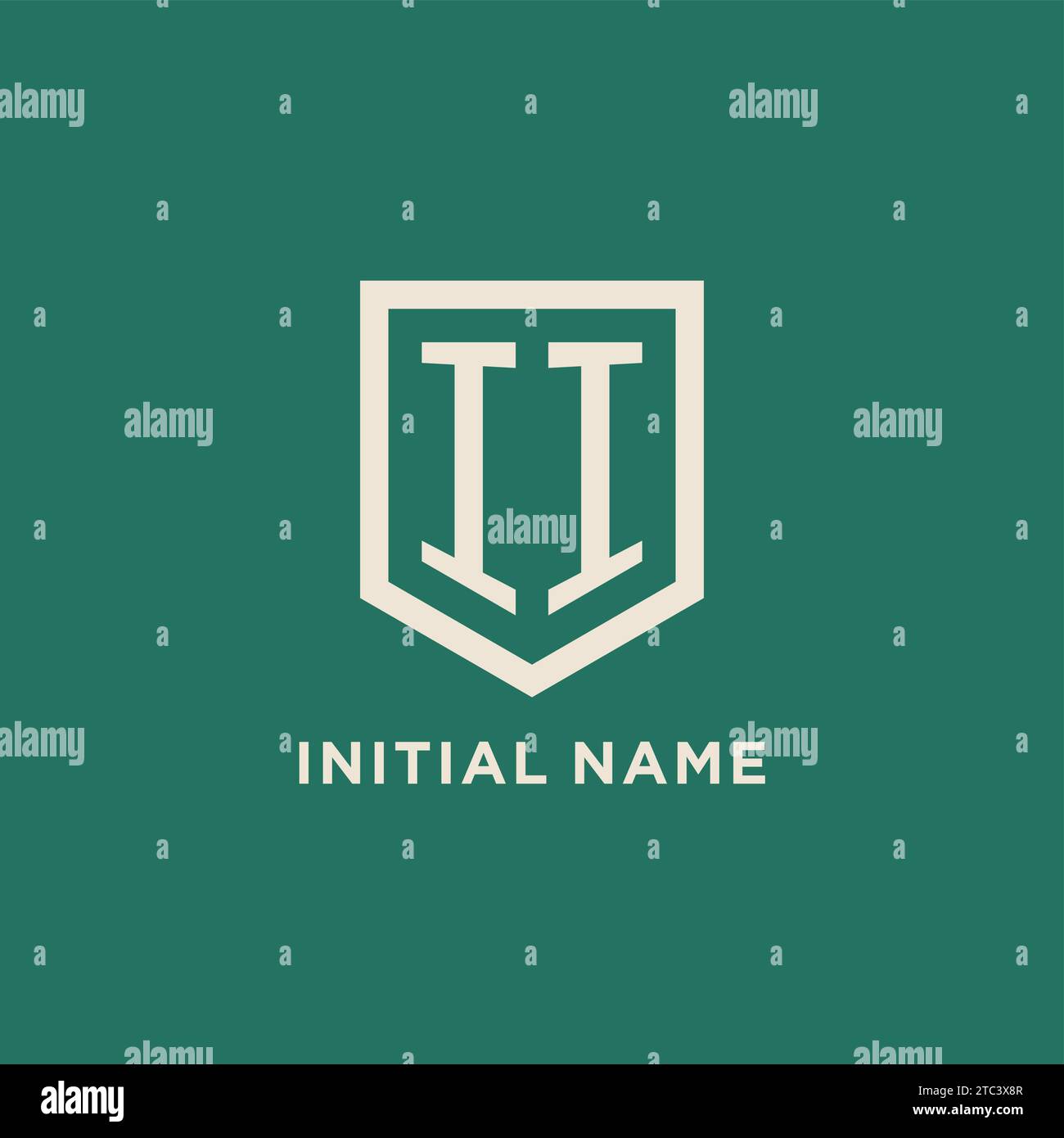 II initial logo monogram shield geometric shape design vector graphic Stock Vector