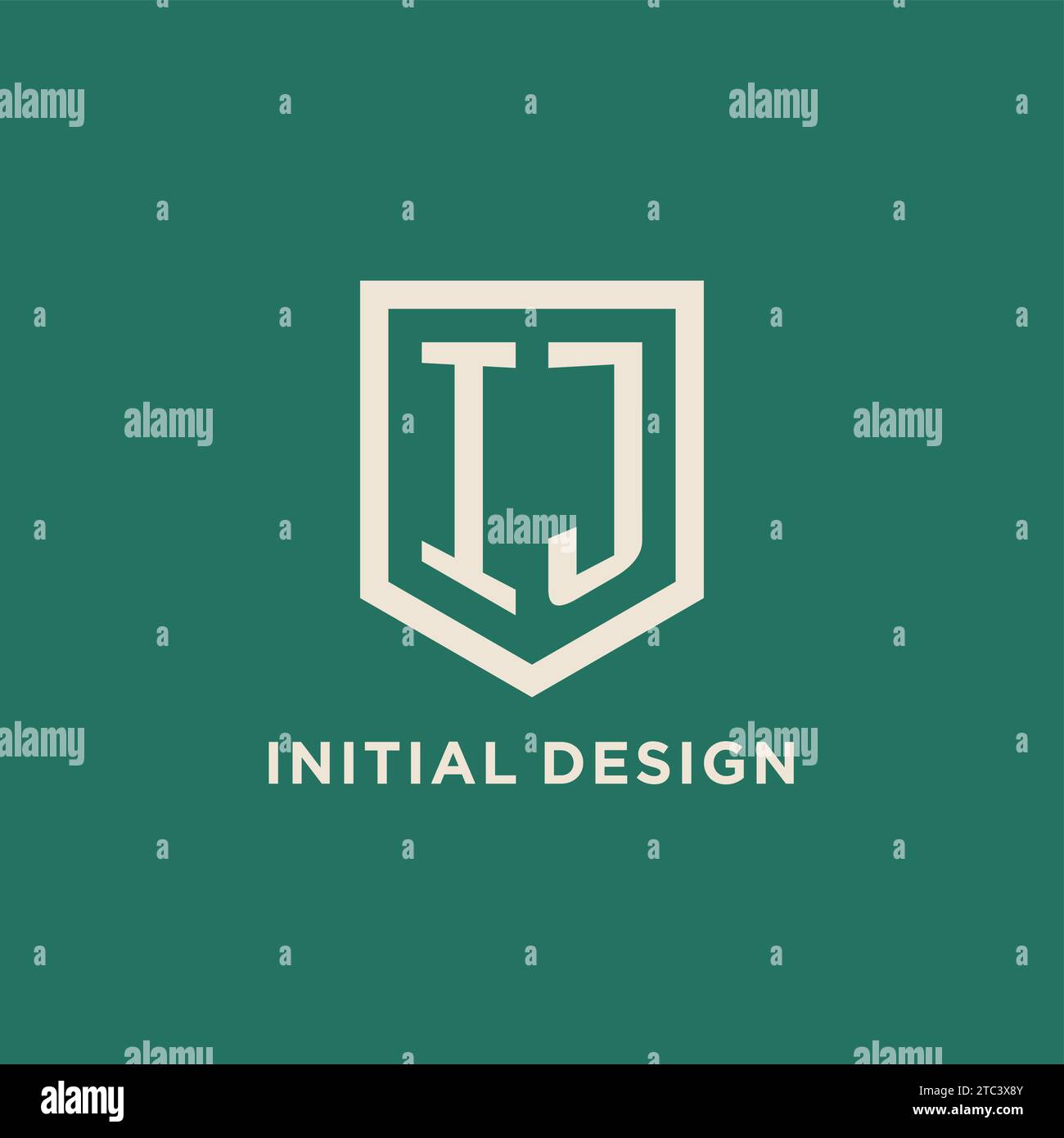 IJ initial logo monogram shield geometric shape design vector graphic Stock Vector