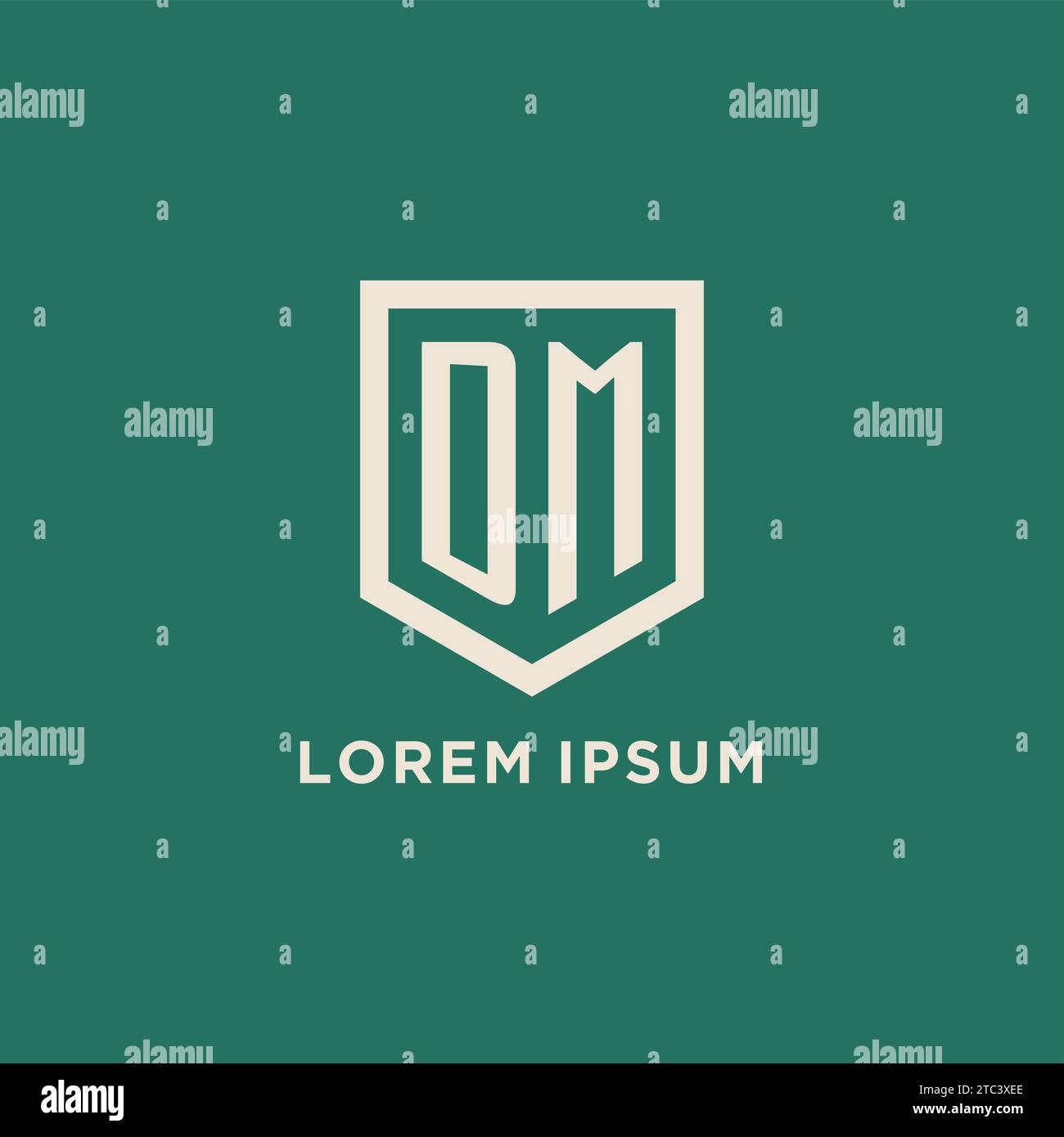 DM initial logo monogram shield geometric shape design vector graphic Stock Vector