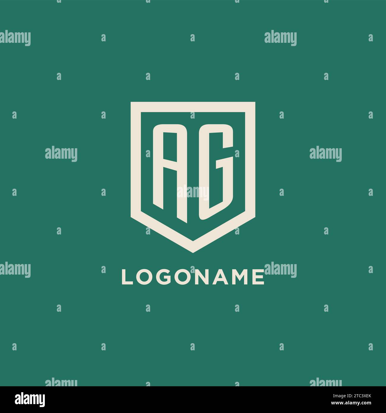 AG initial logo monogram shield geometric shape design vector graphic Stock Vector