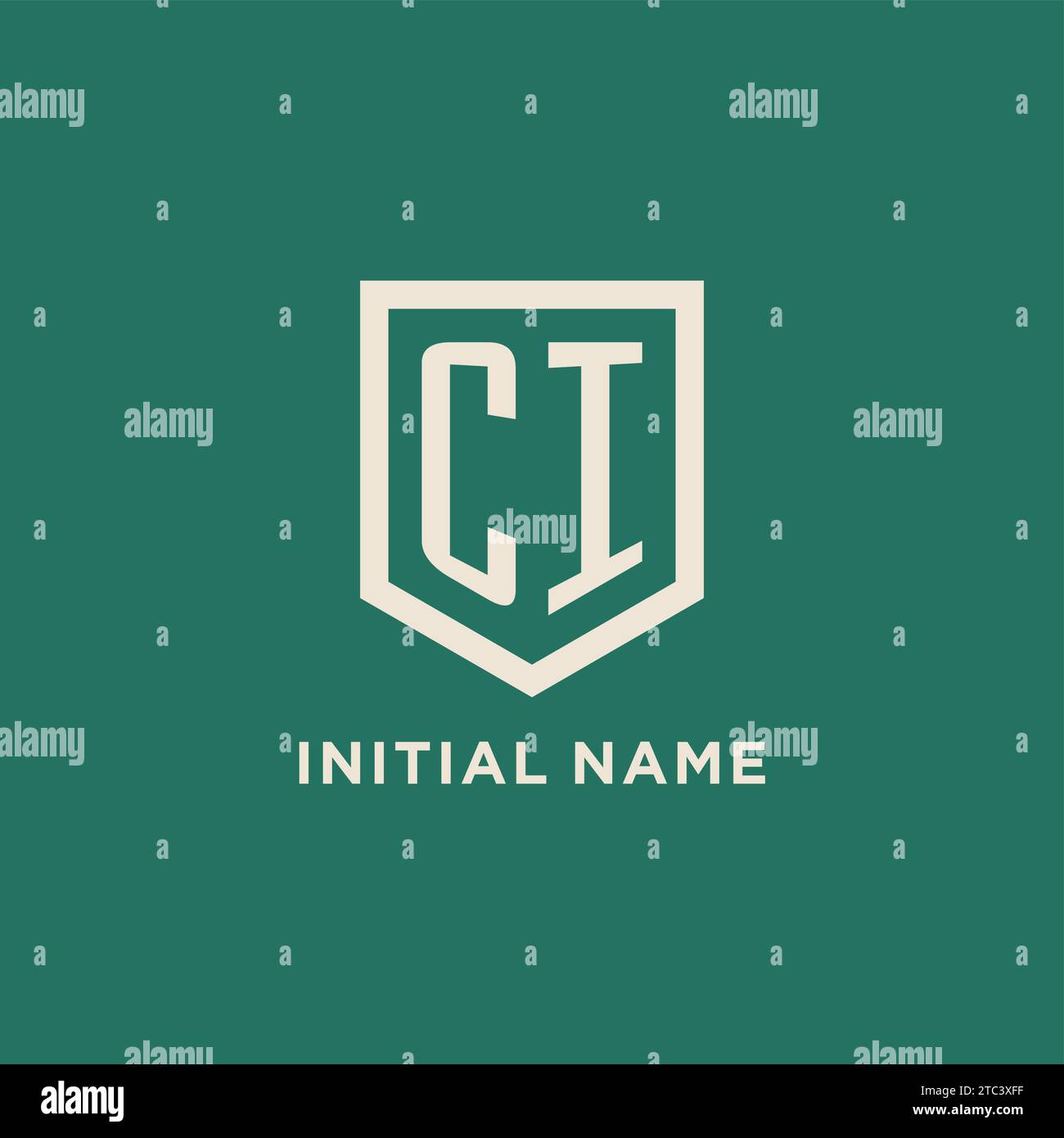 CI initial logo monogram shield geometric shape design vector graphic Stock Vector