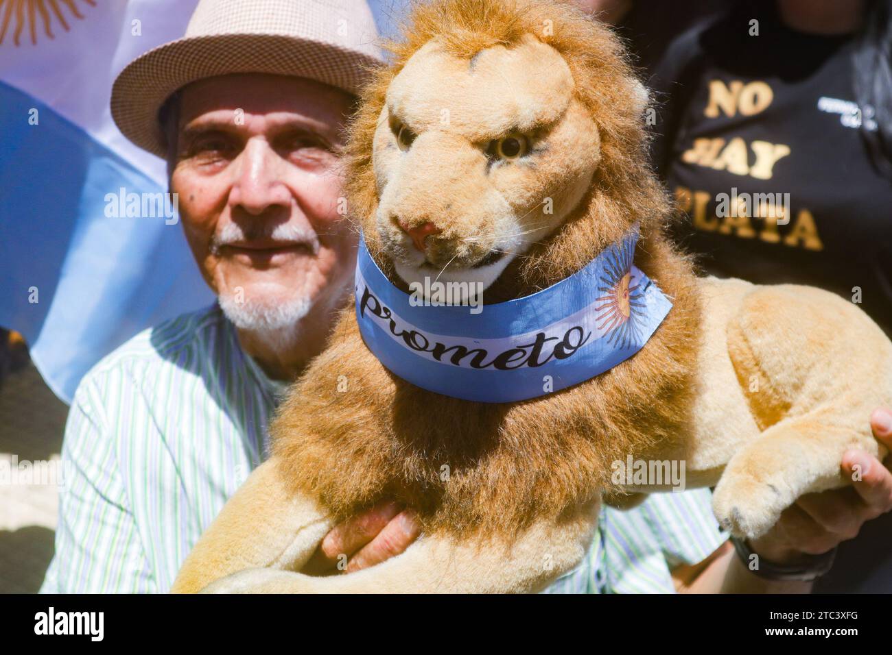 Buenos Aires, Argentina. 10th Dec, 2023. Supporters of Javier Milei during the swearing-in and presidential inauguration at National Congress ( Credit: Néstor J. Beremblum/Alamy Live News Stock Photo