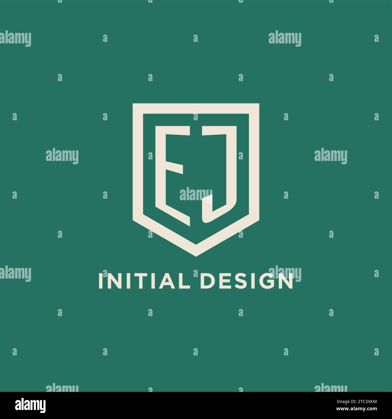 EJ initial logo monogram shield geometric shape design vector graphic Stock Vector