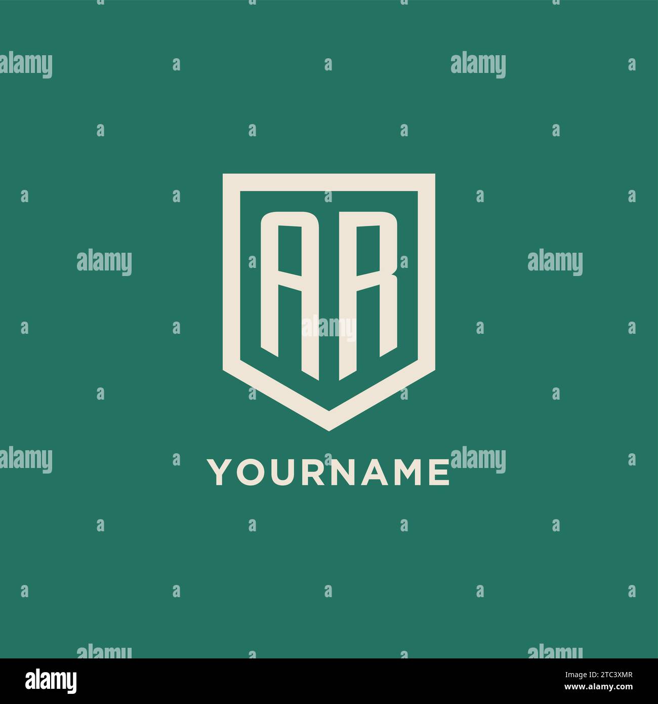 AR initial logo monogram shield geometric shape design vector graphic Stock Vector