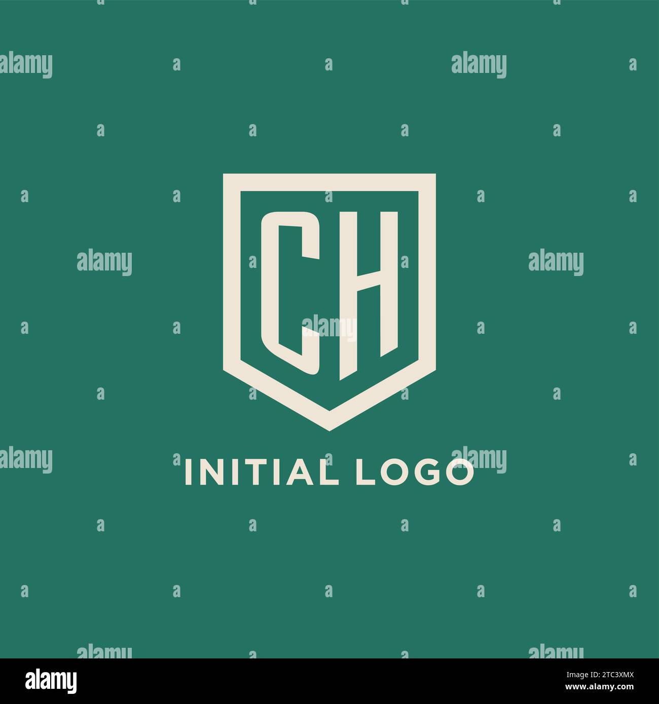 CH initial logo monogram shield geometric shape design vector graphic Stock Vector