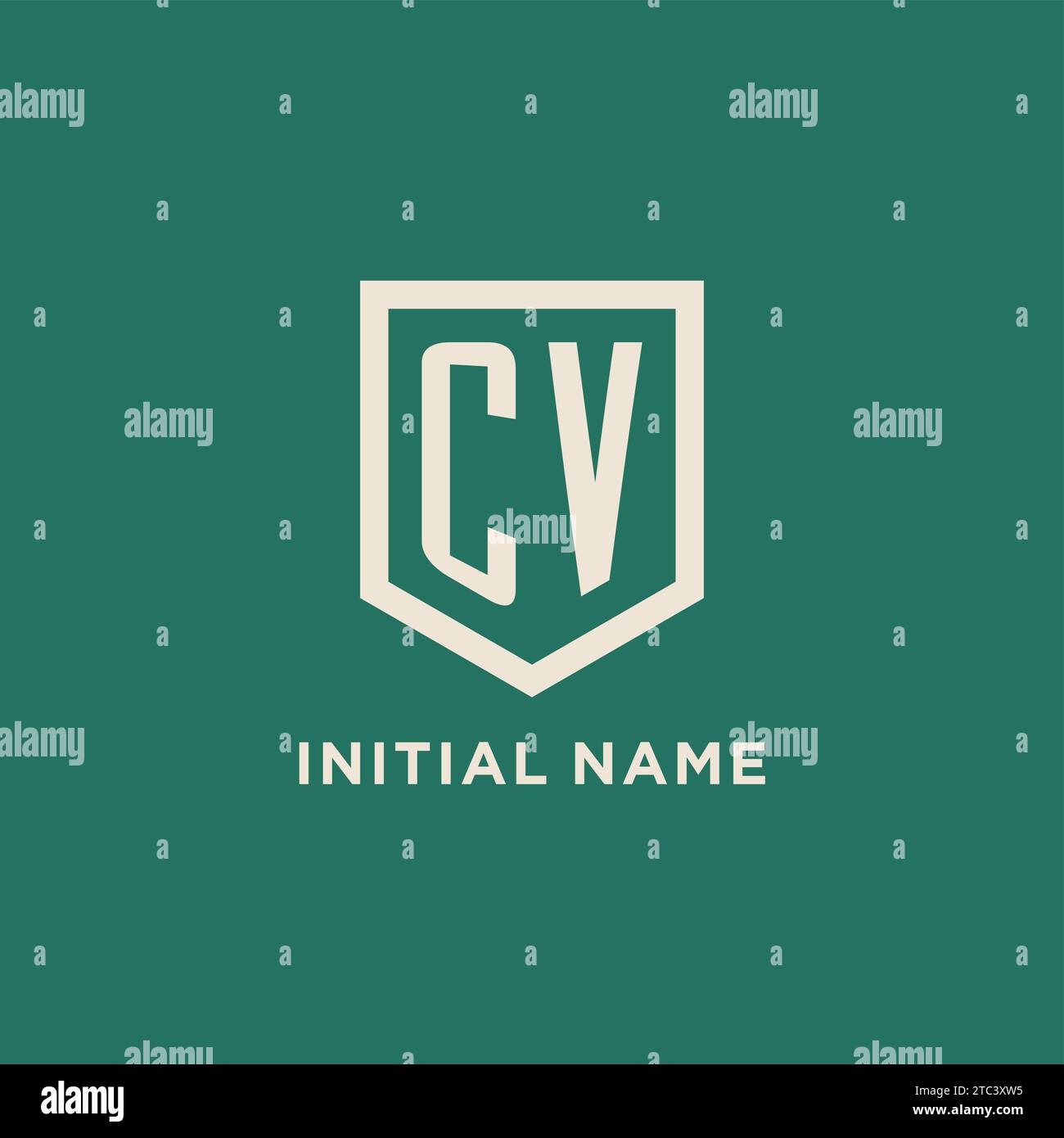 CV initial logo monogram shield geometric shape design vector graphic Stock Vector