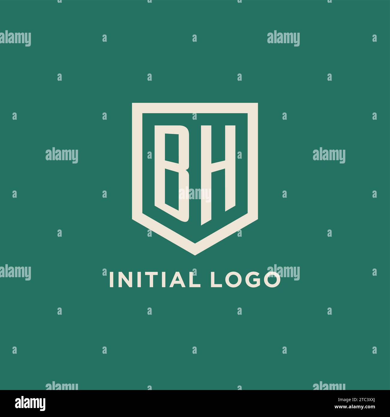 BH initial logo monogram shield geometric shape design vector graphic Stock Vector