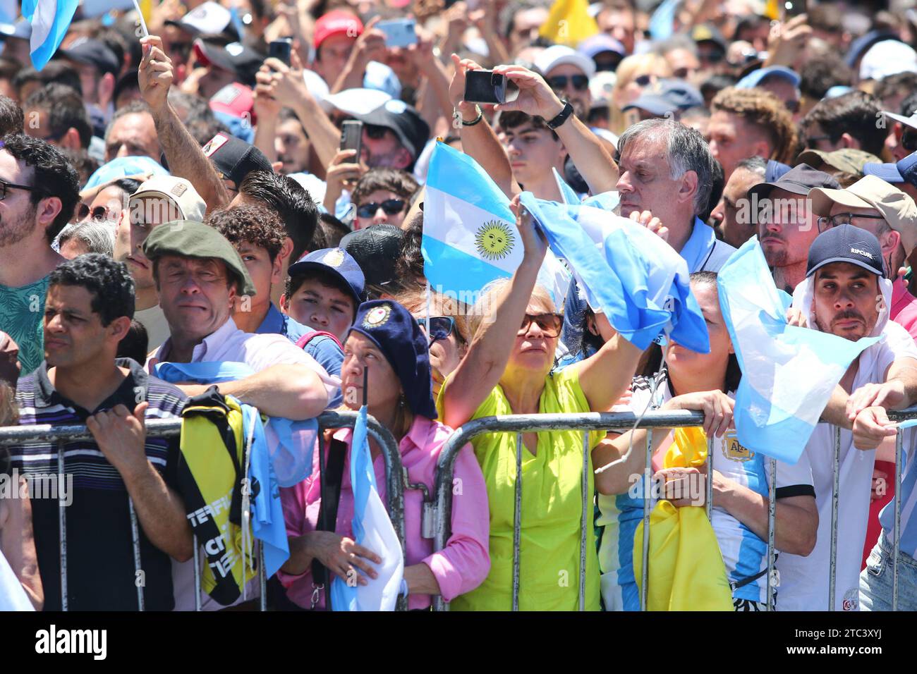 Buenos Aires, Argentina. 10th Dec, 2023. Supporters of Javier Milei during the swearing-in and presidential inauguration at National Congress ( Credit: Néstor J. Beremblum/Alamy Live News Stock Photo