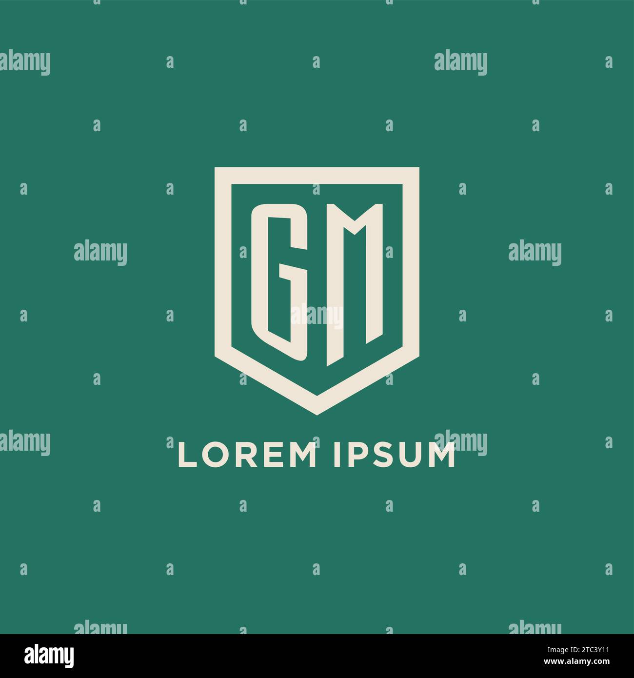 GM initial logo monogram shield geometric shape design vector graphic Stock Vector