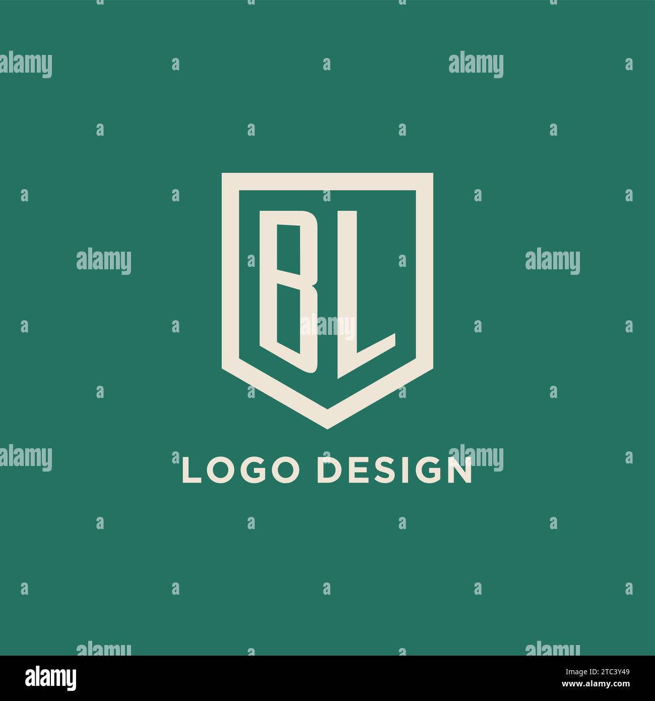 BL initial logo monogram shield geometric shape design vector graphic Stock Vector