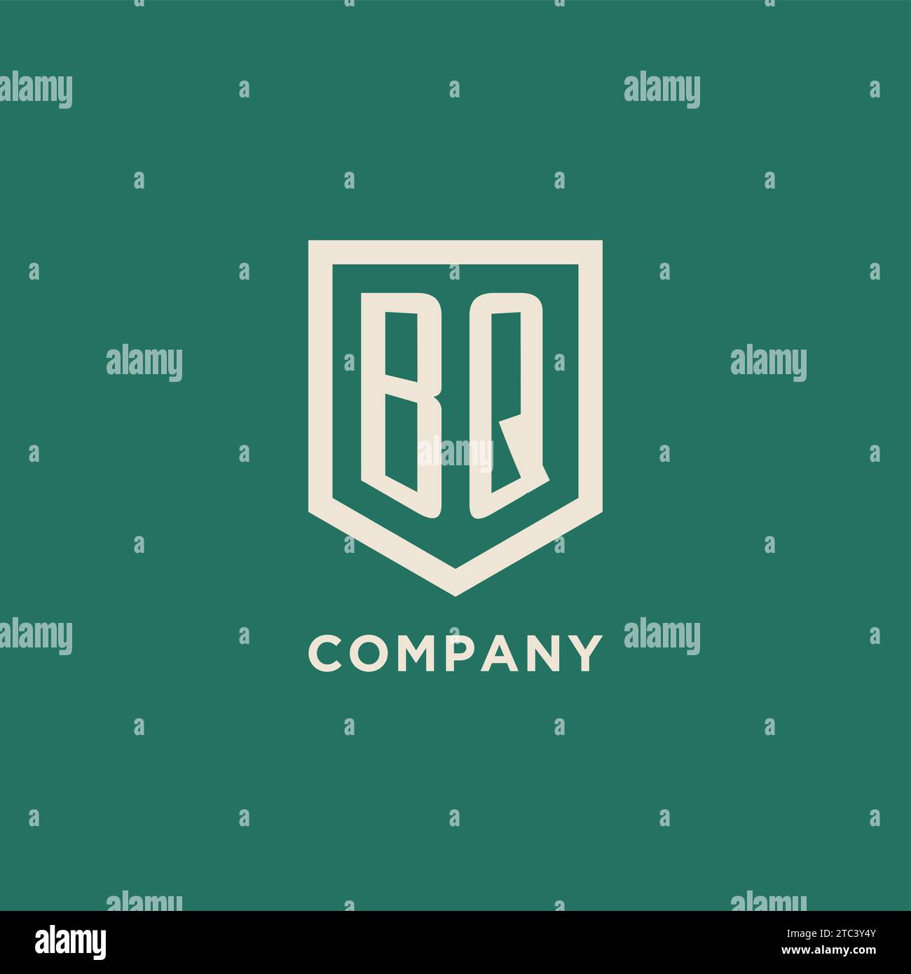 BQ initial logo monogram shield geometric shape design vector graphic Stock Vector