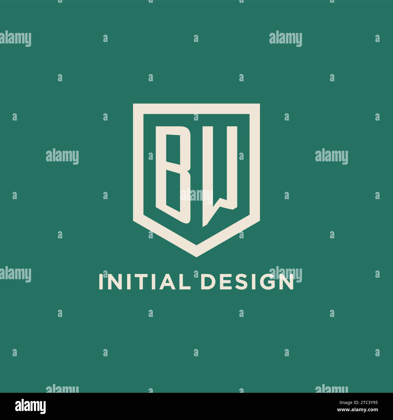 BW initial logo monogram shield geometric shape design vector graphic Stock Vector