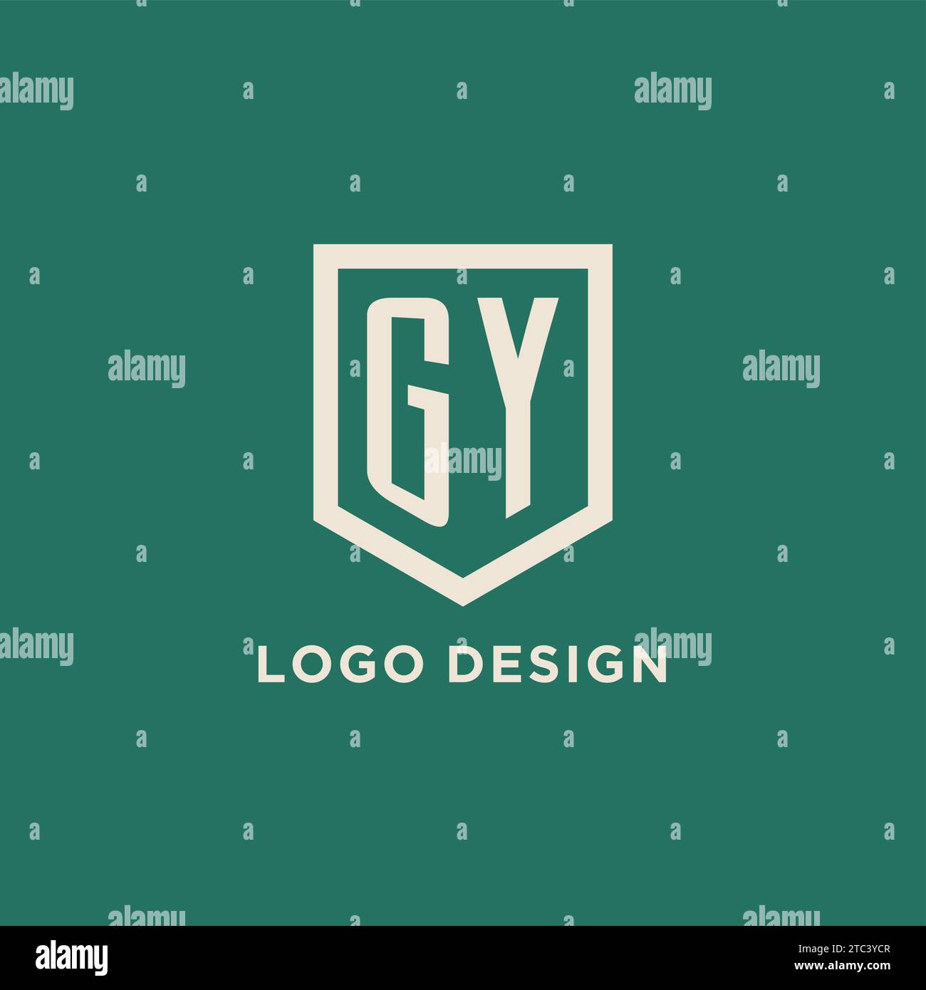 GY initial logo monogram shield geometric shape design vector graphic Stock Vector