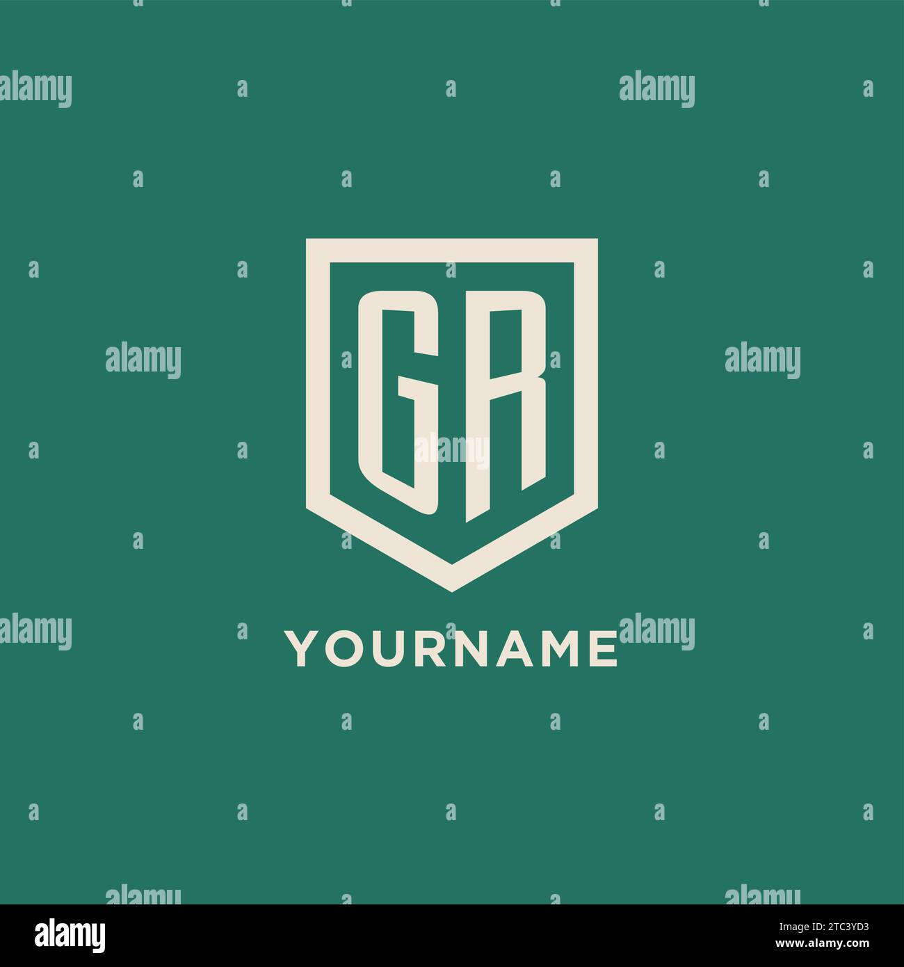 GR initial logo monogram shield geometric shape design vector graphic Stock Vector