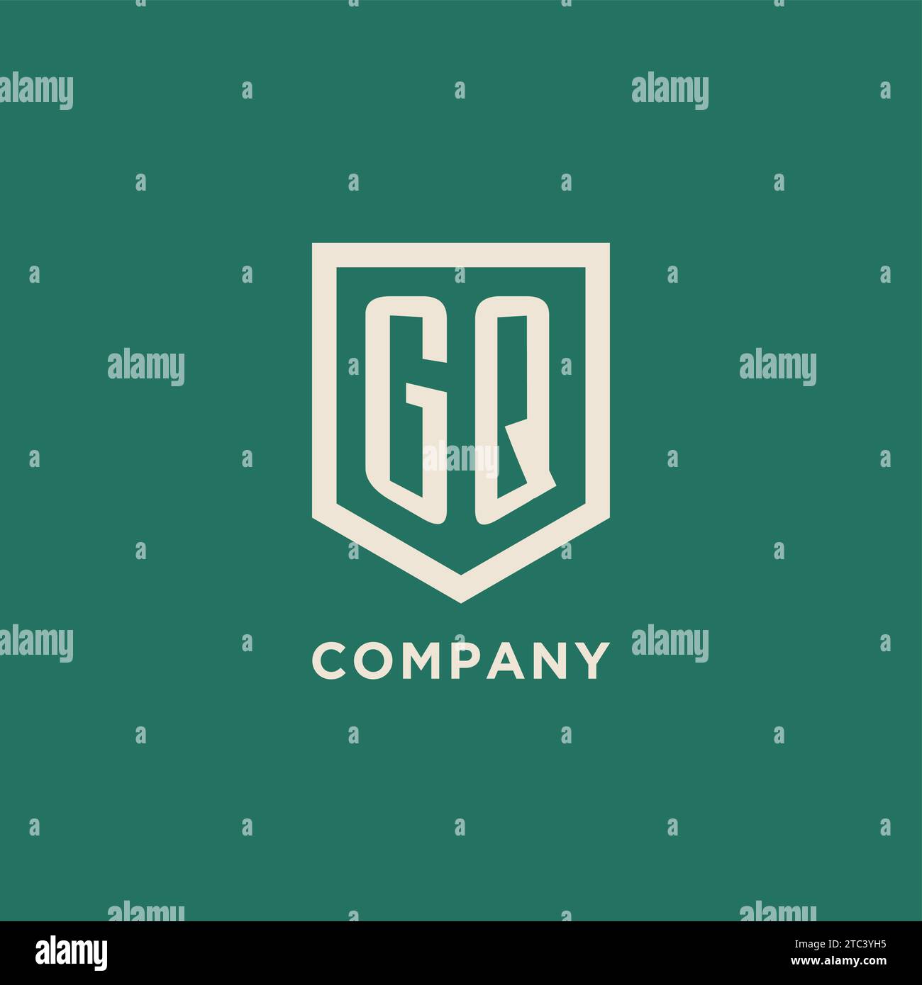 GQ initial logo monogram shield geometric shape design vector graphic Stock Vector