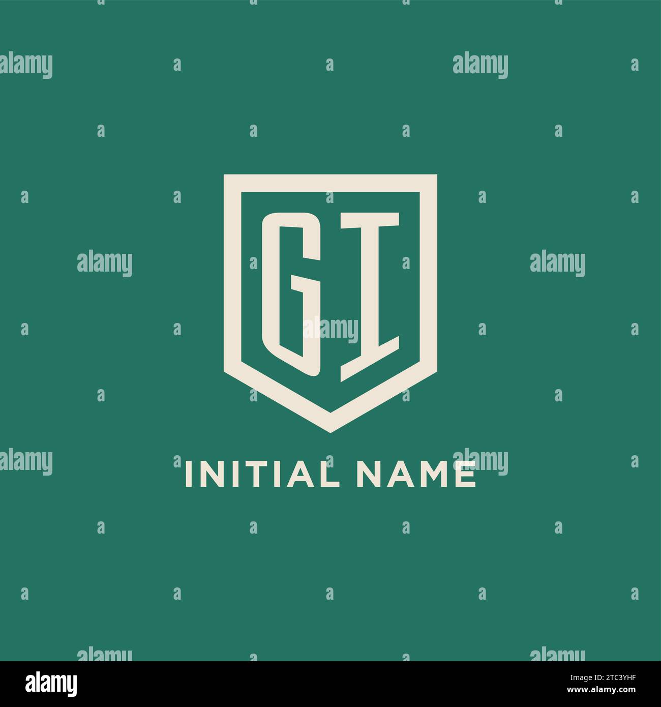 GI initial logo monogram shield geometric shape design vector graphic Stock Vector