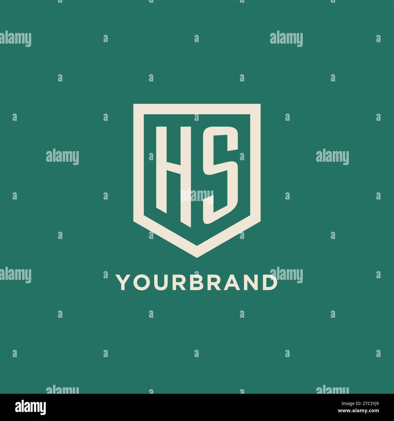 HS initial logo monogram shield geometric shape design vector graphic Stock Vector