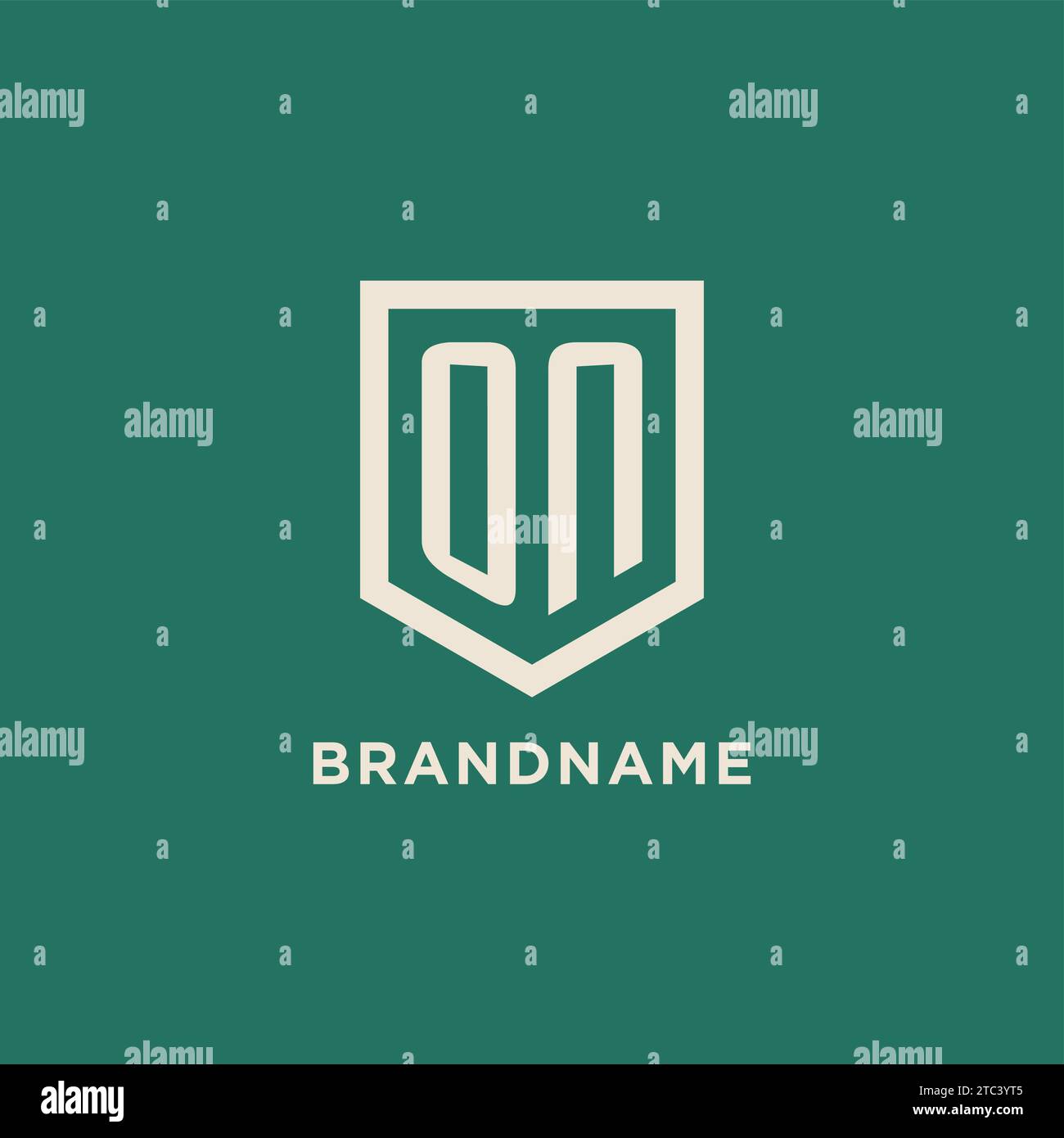 ON initial logo monogram shield geometric shape design vector graphic Stock Vector