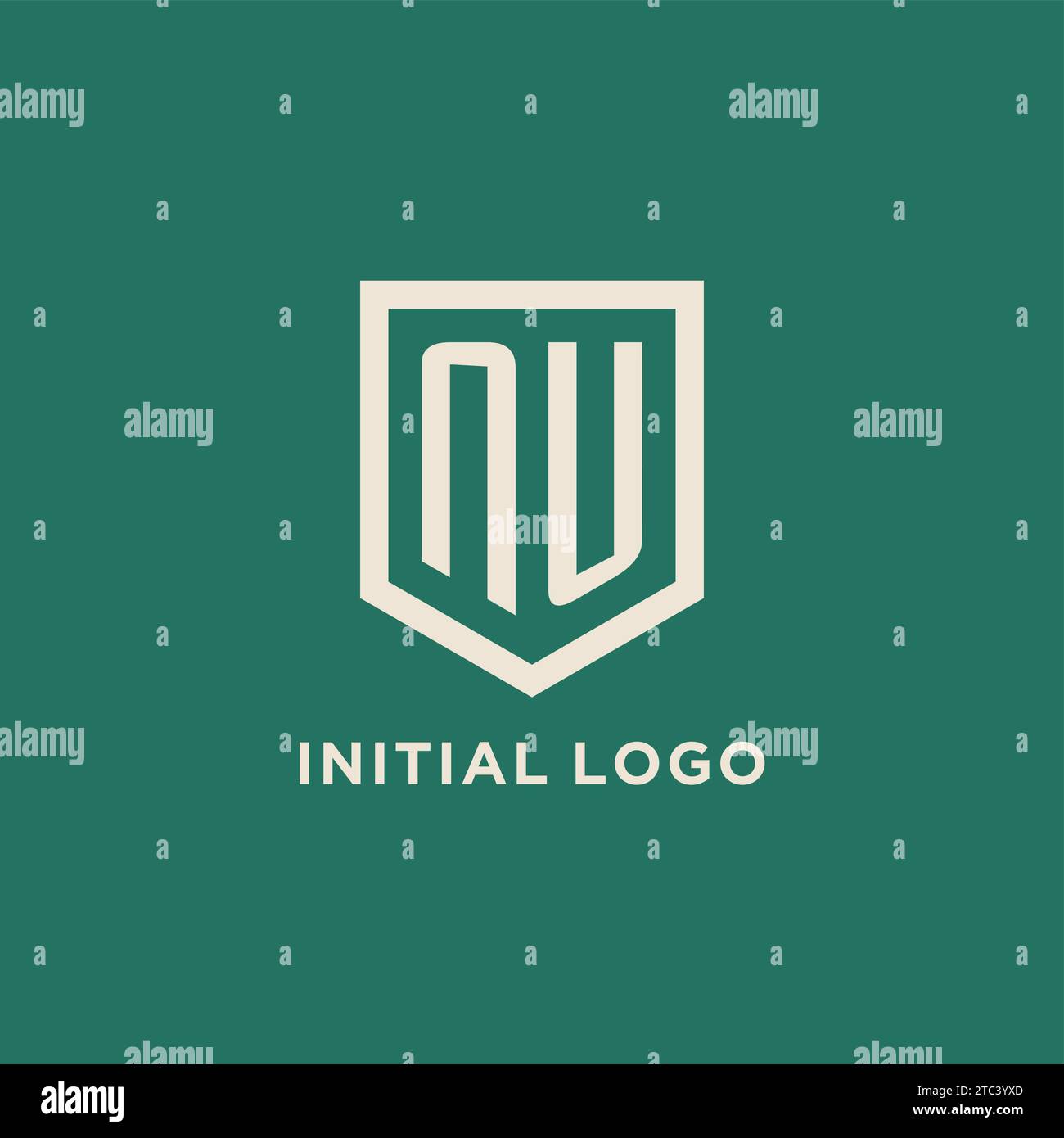 NU initial logo monogram shield geometric shape design vector graphic Stock Vector