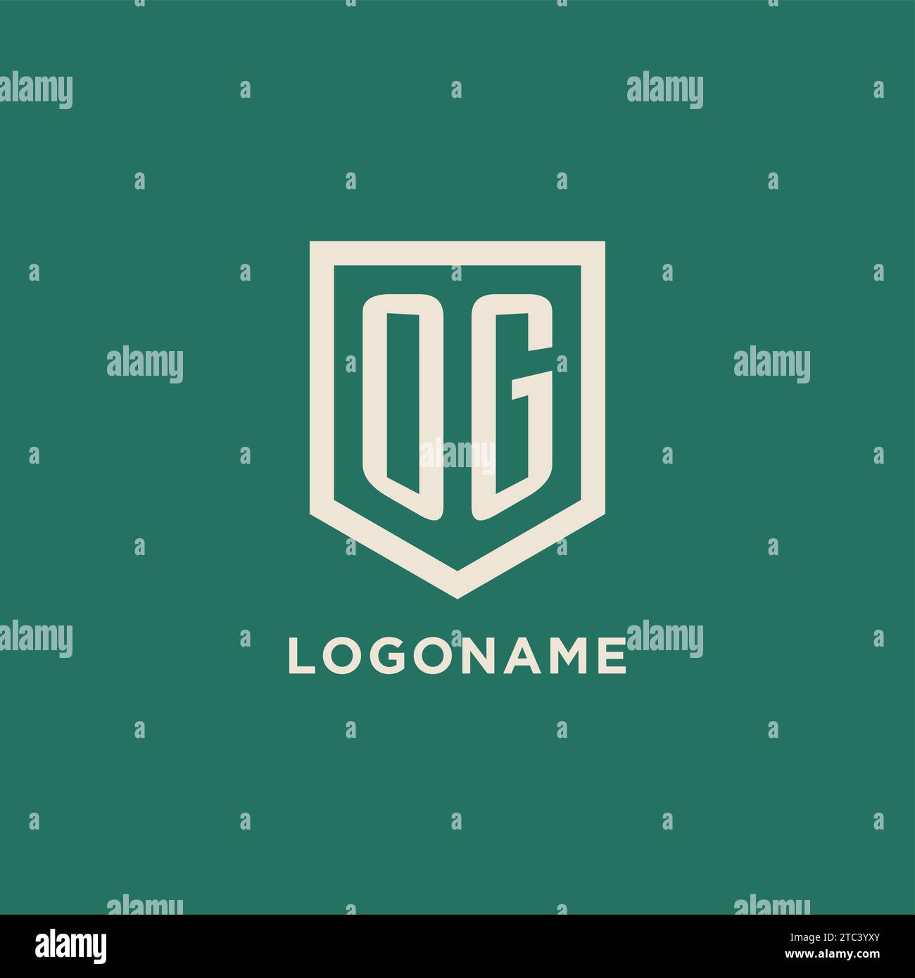 OG initial logo monogram shield geometric shape design vector graphic Stock Vector