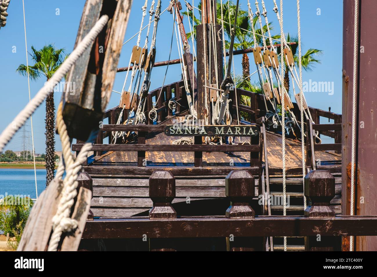 Palos de la frontera, Spain April 22, 2023 Recreation of the three