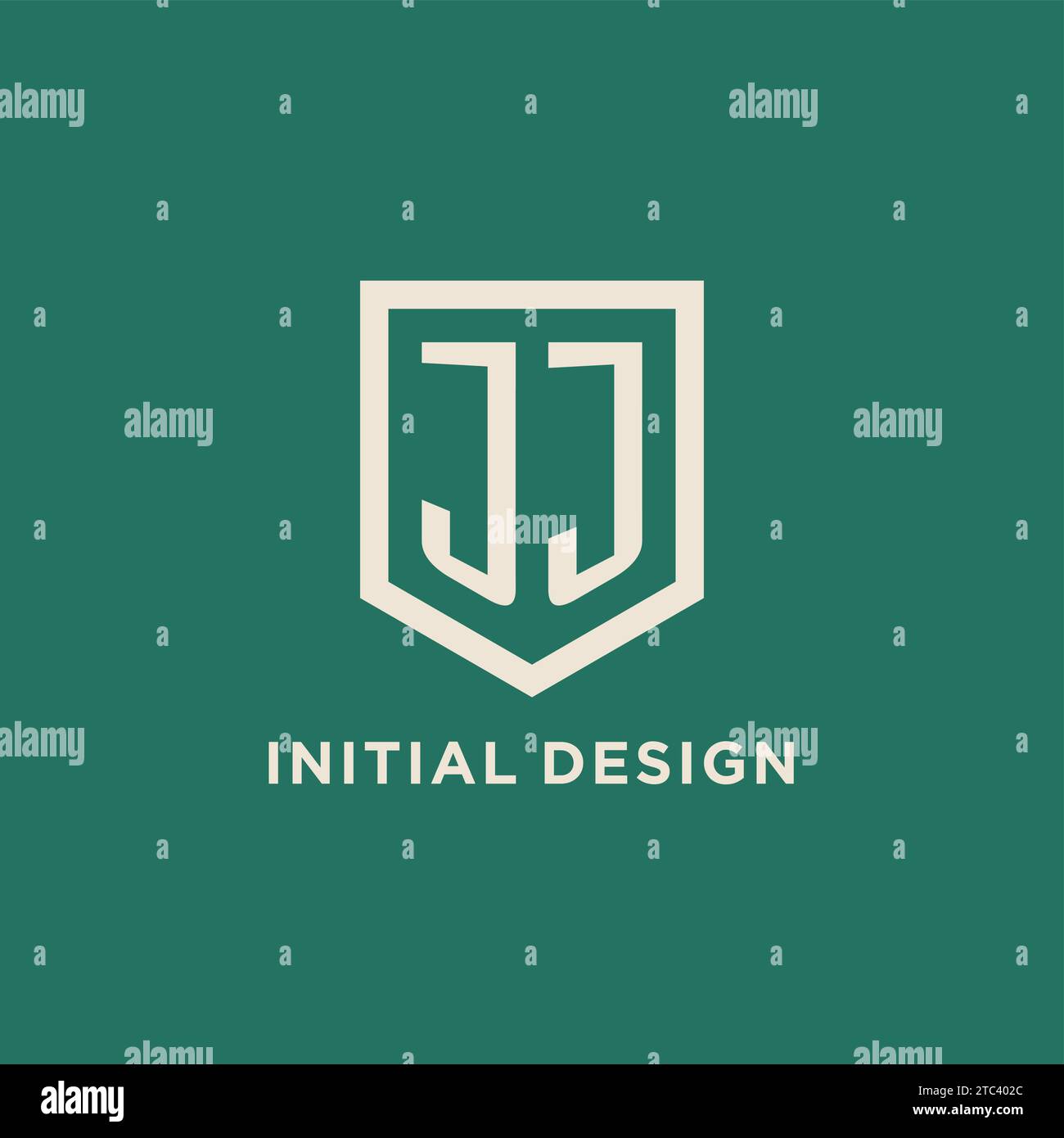 JJ initial logo monogram shield geometric shape design vector graphic Stock Vector