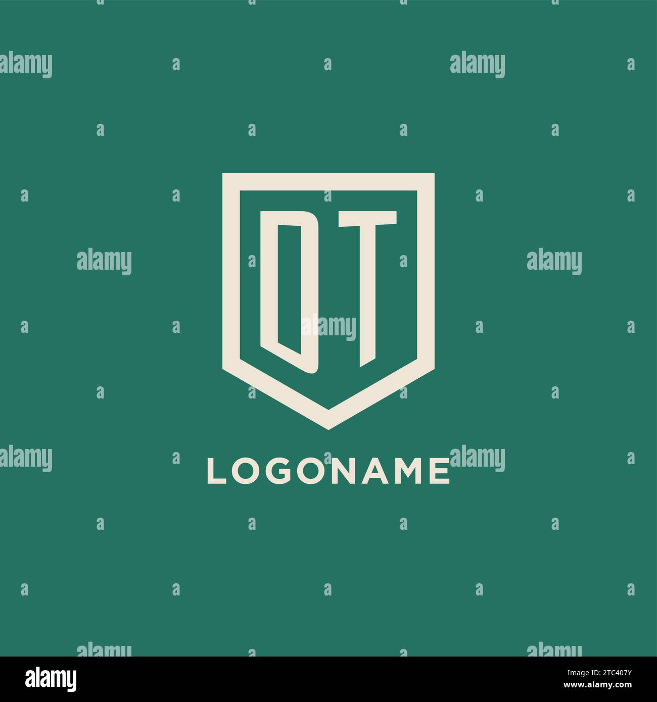 DT initial logo monogram shield geometric shape design vector graphic Stock Vector