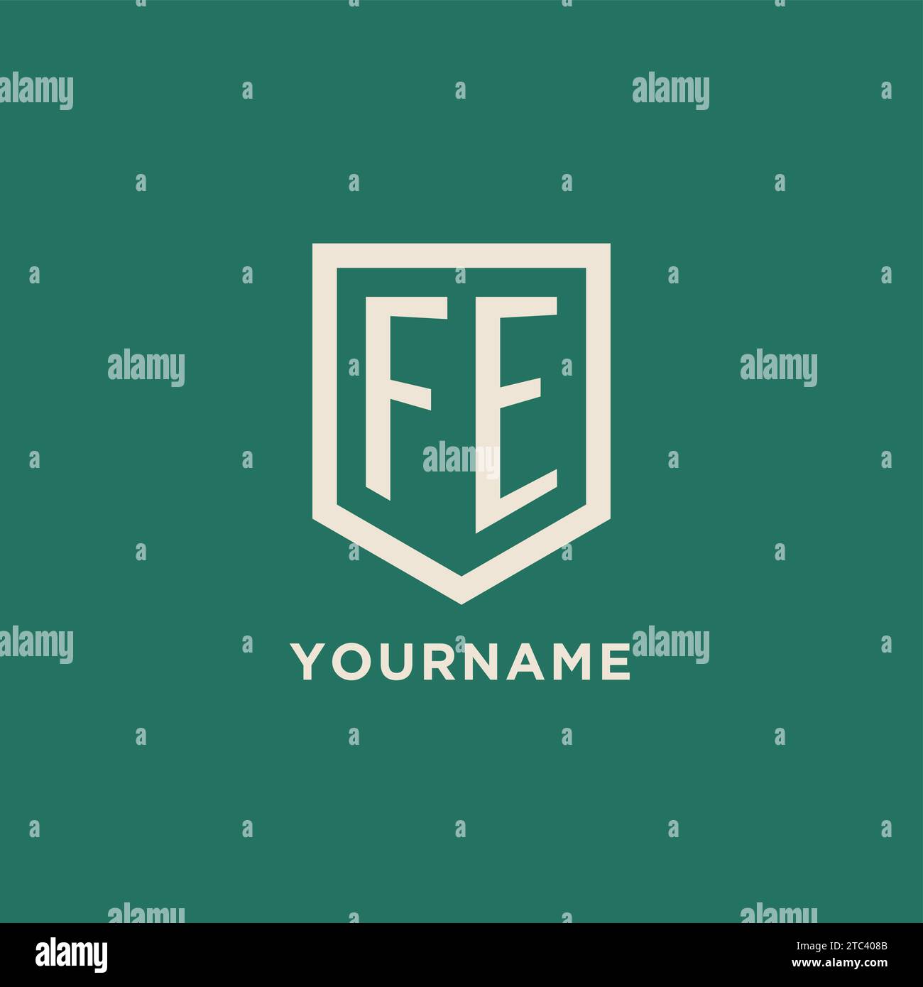 FE initial logo monogram shield geometric shape design vector graphic Stock Vector