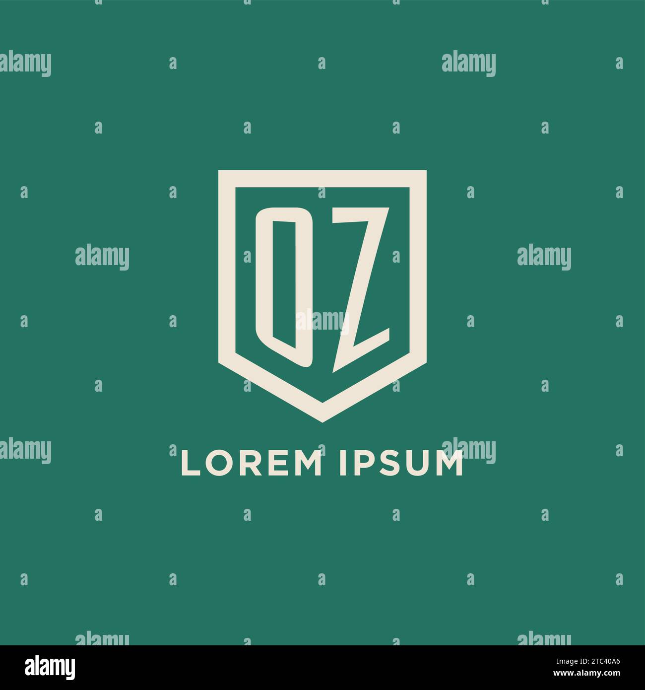 OZ initial logo monogram shield geometric shape design vector graphic Stock Vector