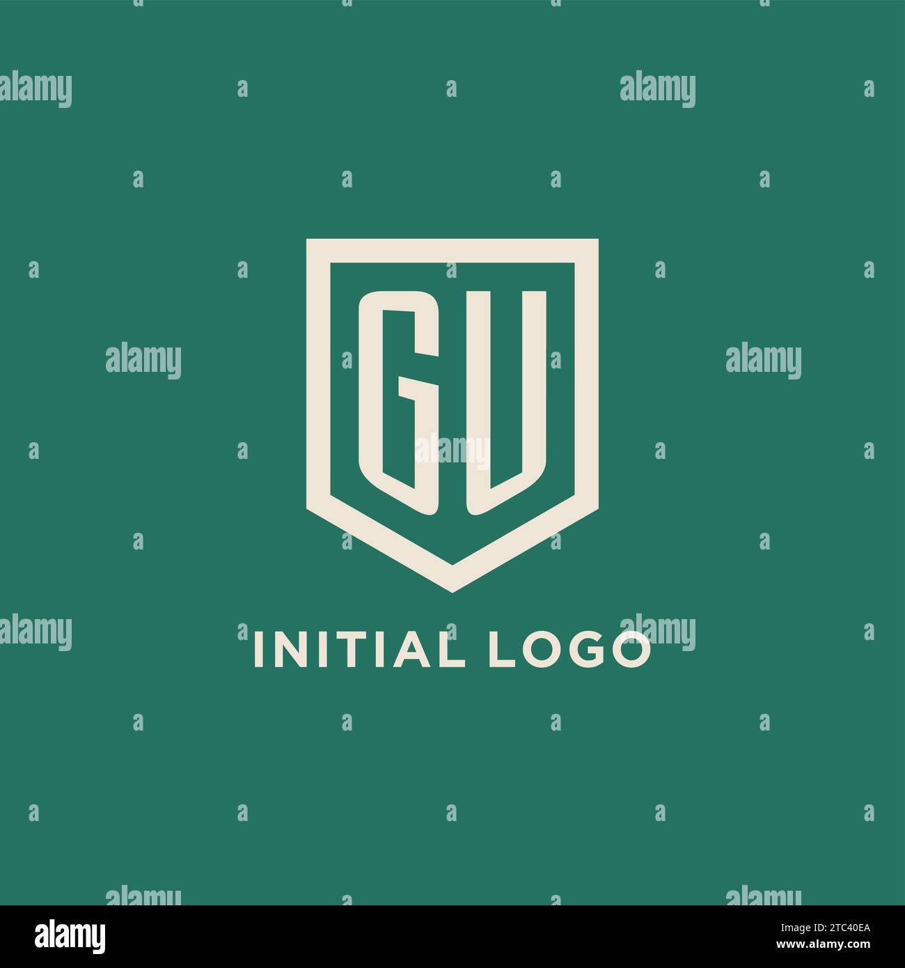 GU initial logo monogram shield geometric shape design vector graphic Stock Vector