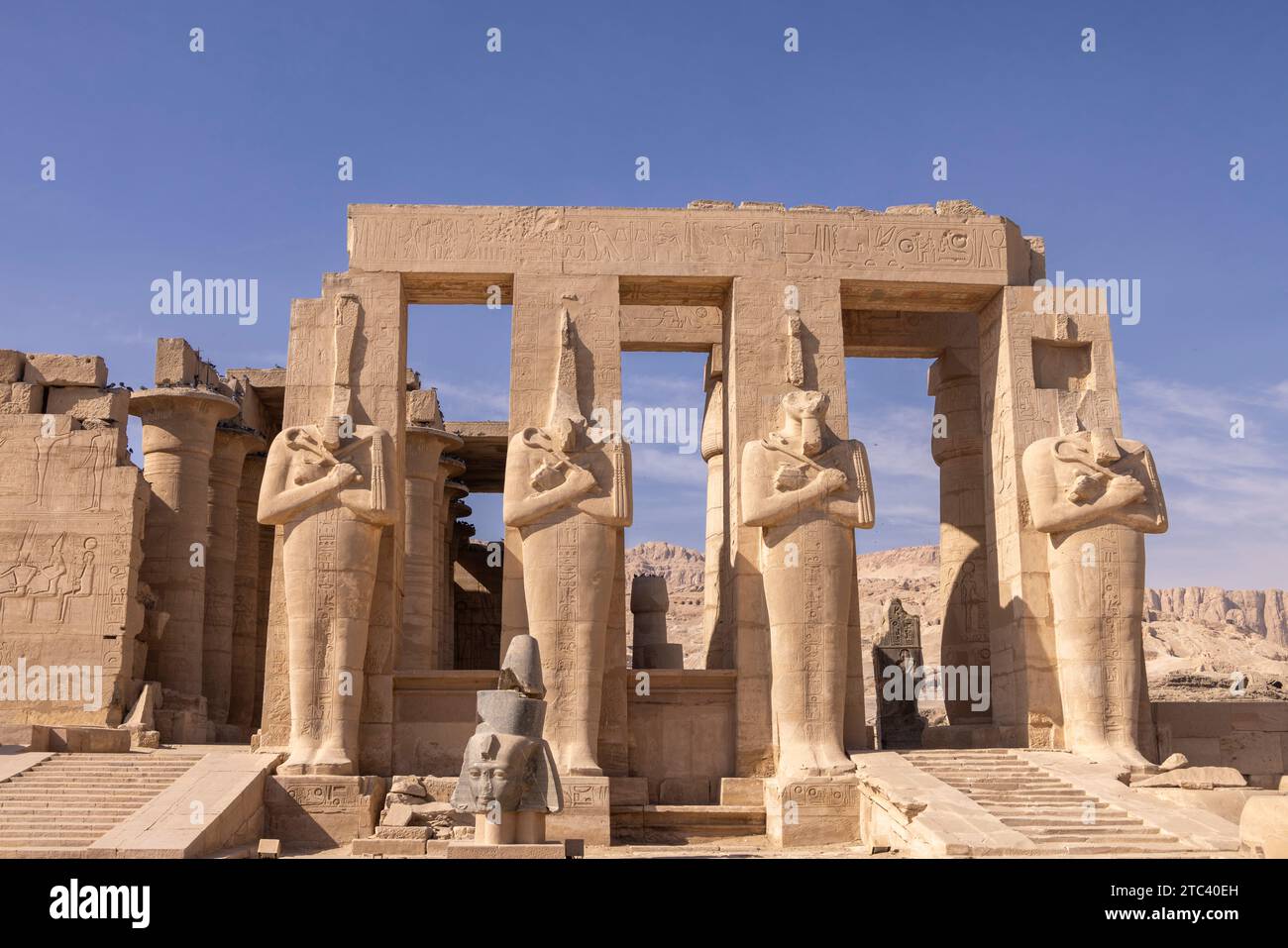 The Ramesseum, the memorial temple (or mortuary temple) of Pharaoh Ramesses II, Luxor, Egypt Stock Photo