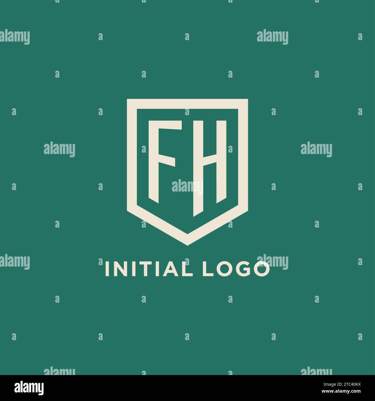 FH initial logo monogram shield geometric shape design vector graphic Stock Vector