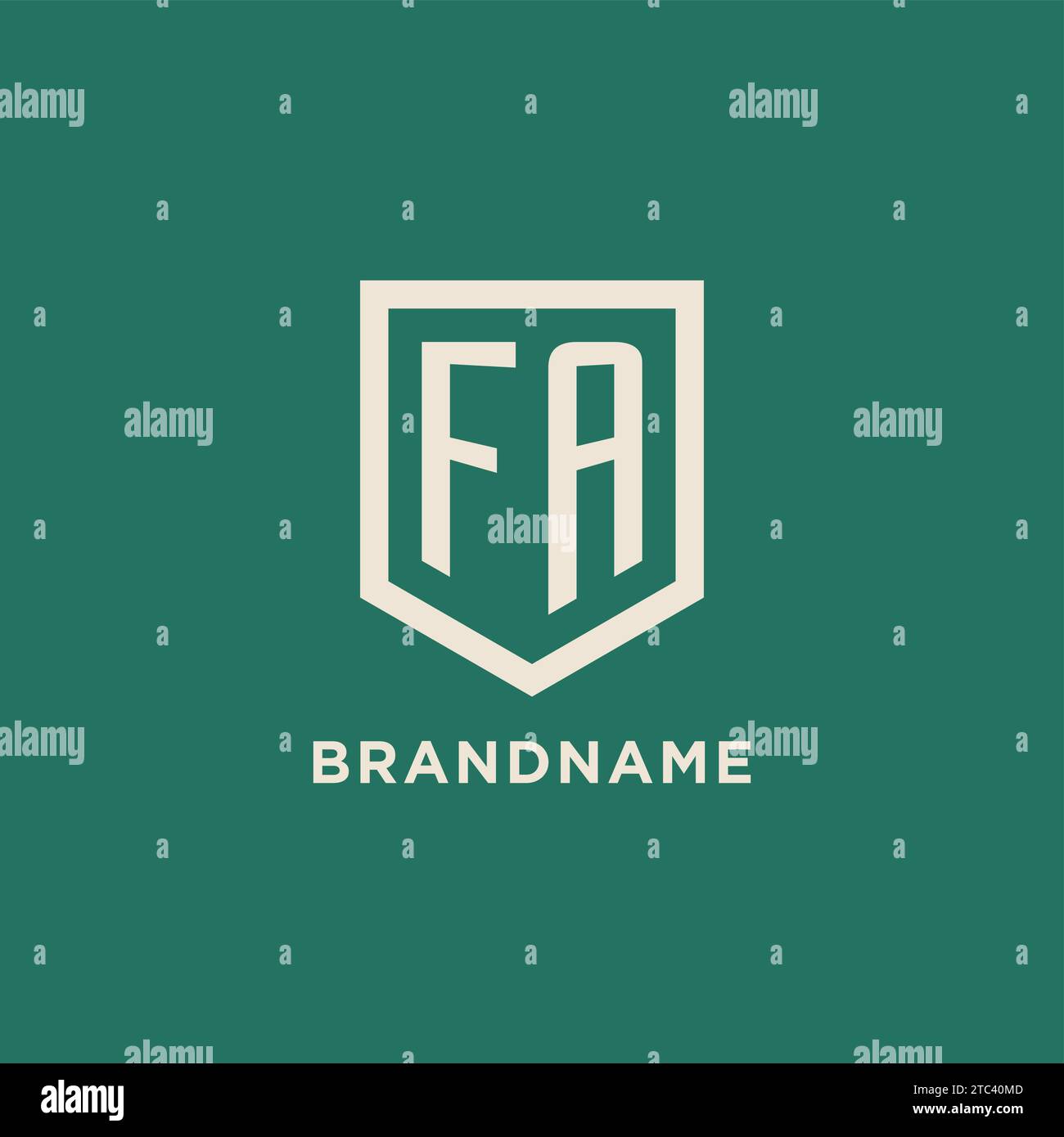 FA initial logo monogram shield geometric shape design vector graphic Stock Vector