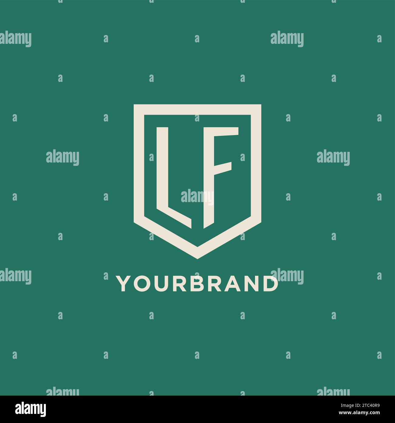 LF initial logo monogram shield geometric shape design vector graphic Stock Vector