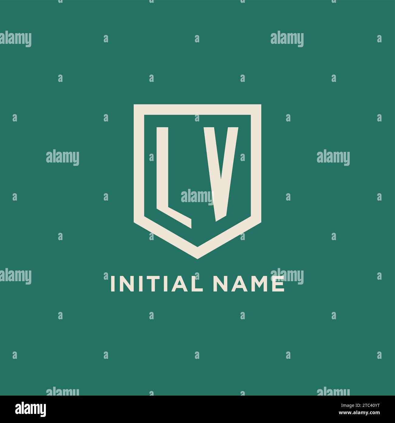 LV initial logo monogram shield geometric shape design vector graphic Stock Vector