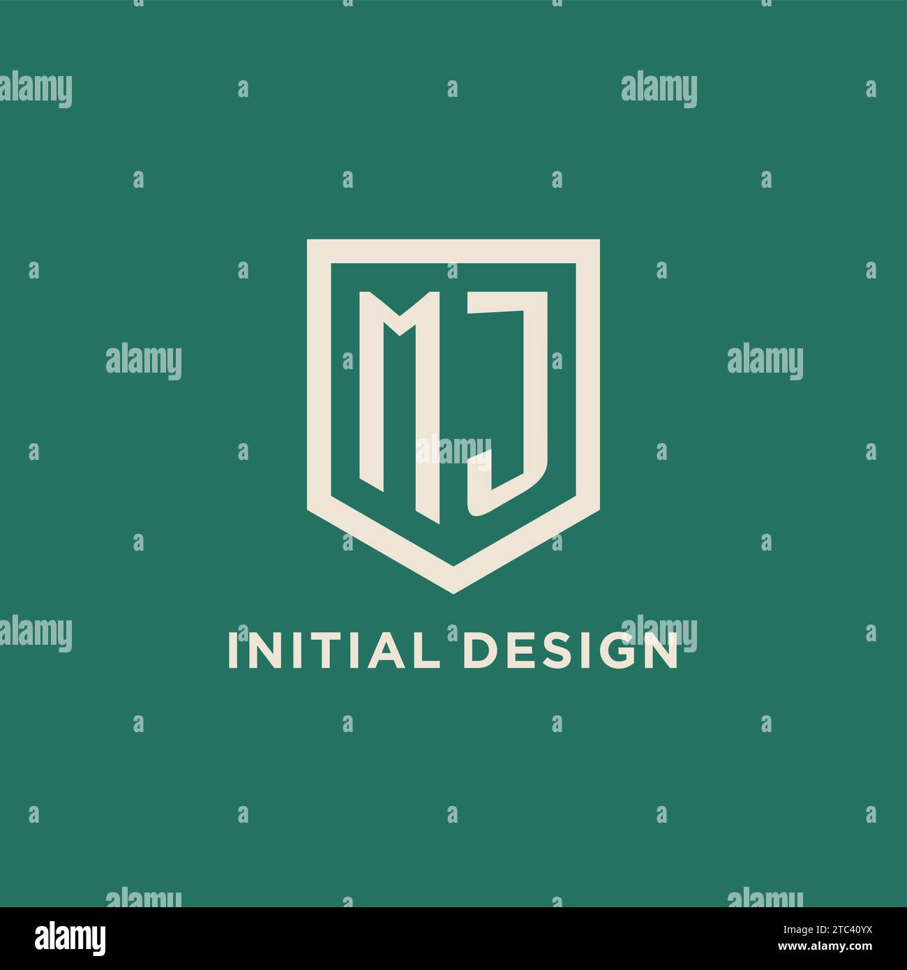 MJ initial logo monogram shield geometric shape design vector graphic Stock Vector