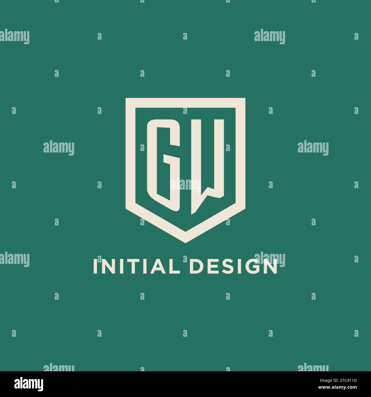 GW initial logo monogram shield geometric shape design vector graphic Stock Vector