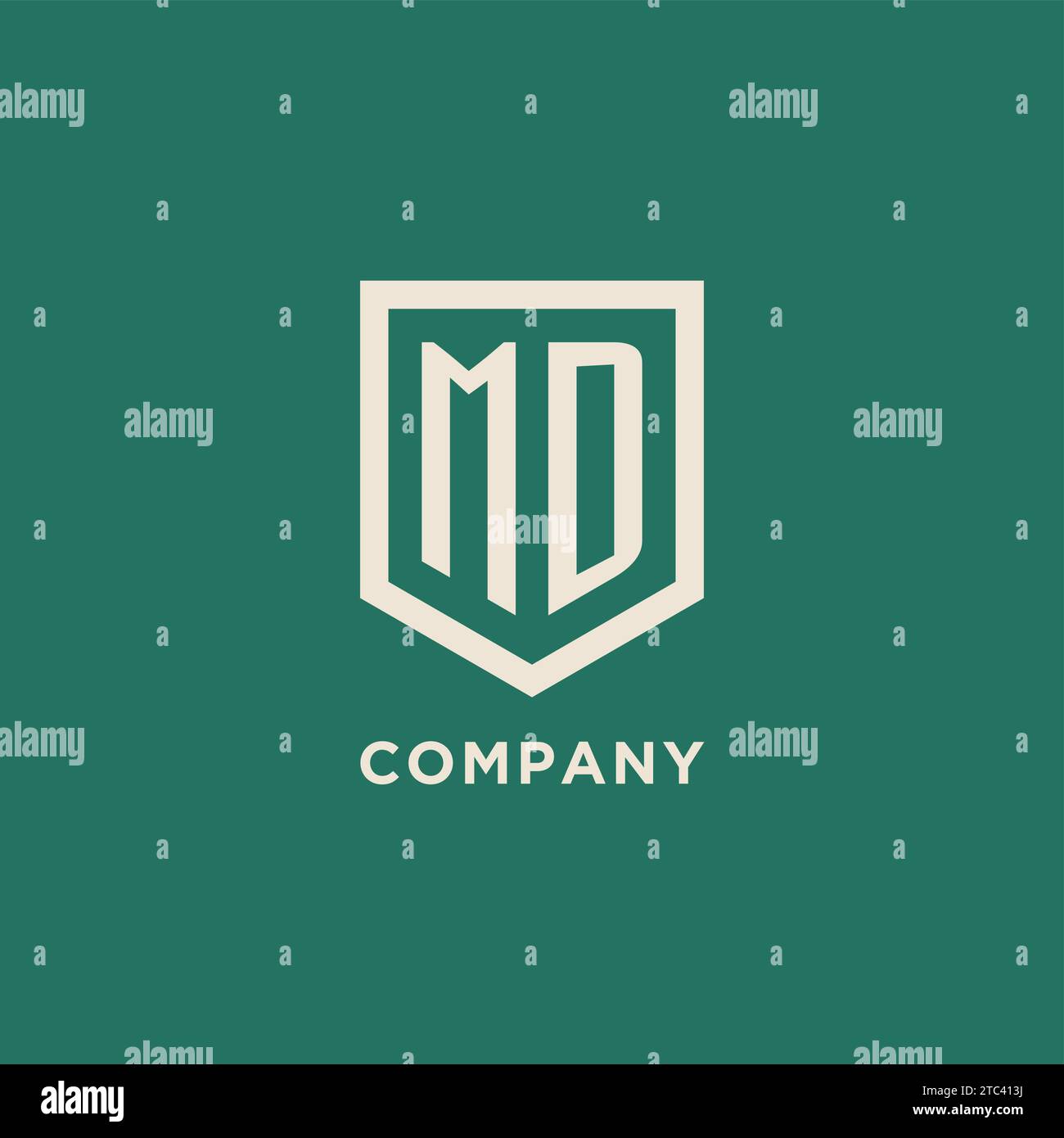 MD initial logo monogram shield geometric shape design vector graphic Stock Vector