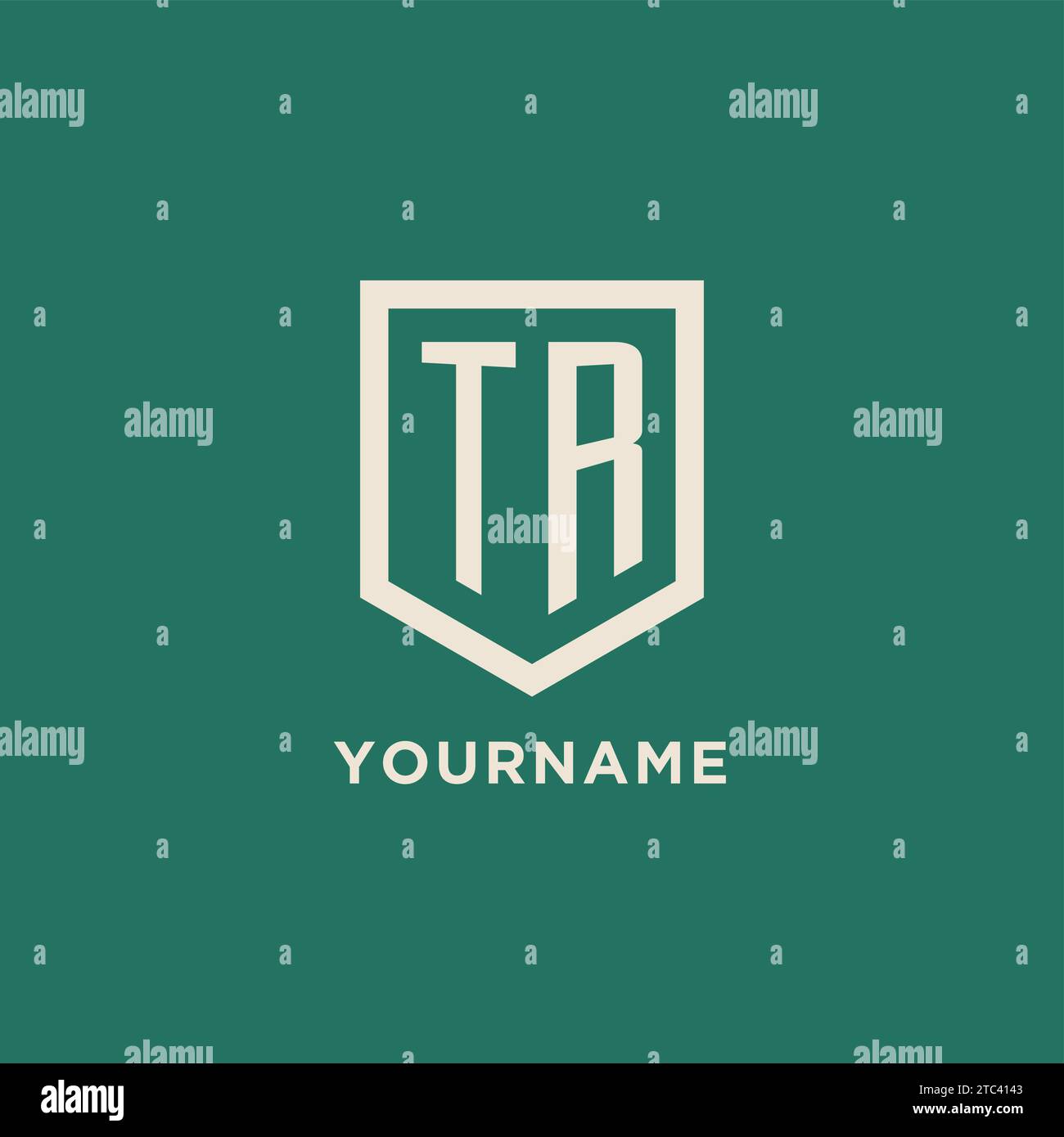 TR initial logo monogram shield geometric shape design vector graphic Stock Vector