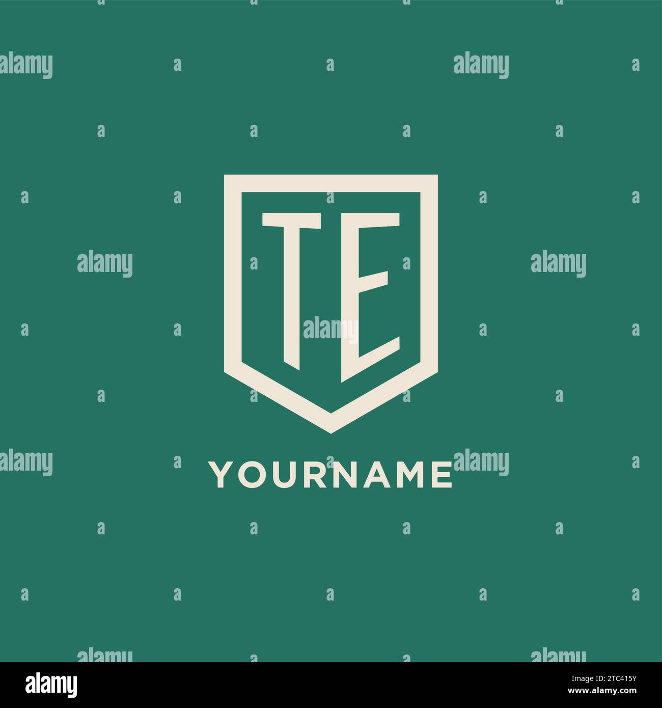 TE initial logo monogram shield geometric shape design vector graphic Stock Vector