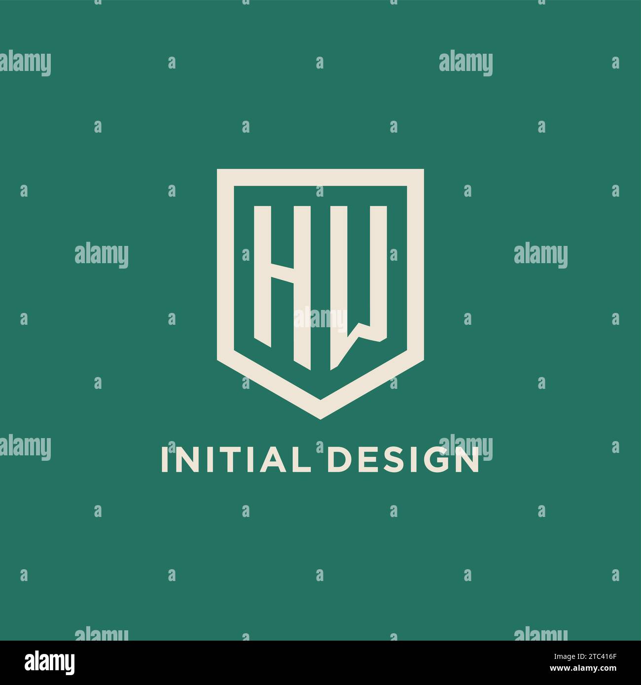HW initial logo monogram shield geometric shape design vector graphic Stock Vector