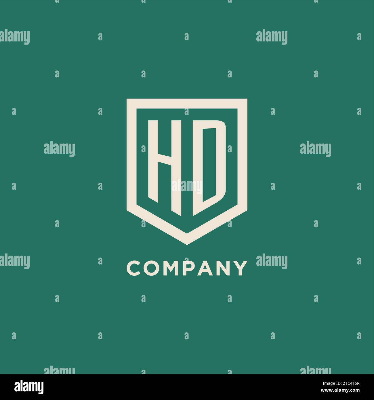 HD initial logo monogram shield geometric shape design vector graphic Stock Vector