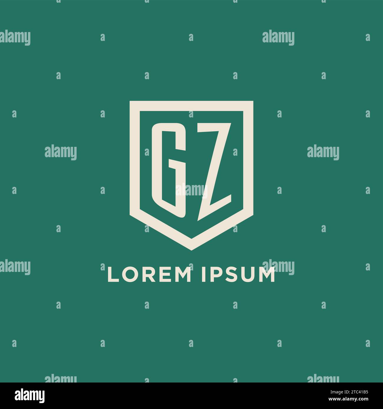 GZ initial logo monogram shield geometric shape design vector graphic Stock Vector