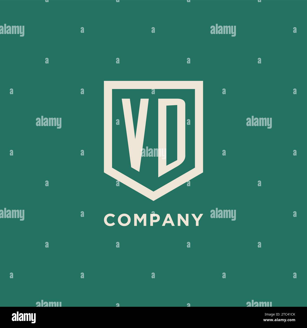 VD initial logo monogram shield geometric shape design vector graphic Stock Vector