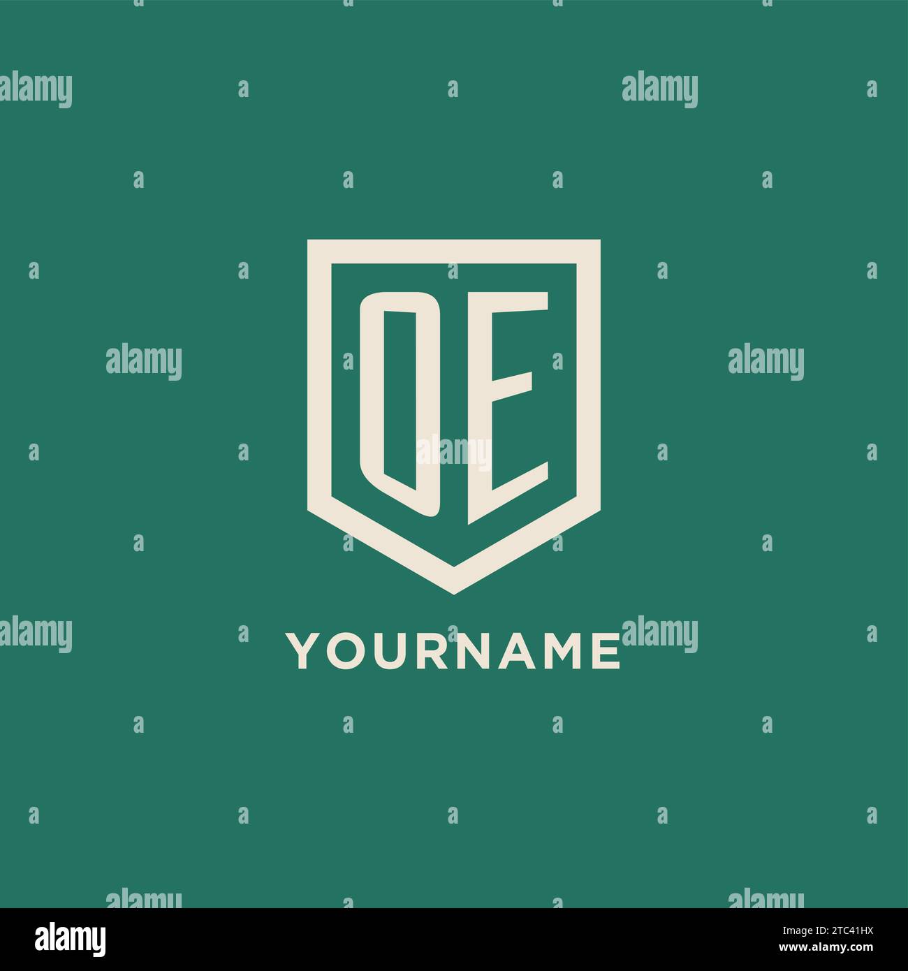 OE initial logo monogram shield geometric shape design vector graphic Stock Vector